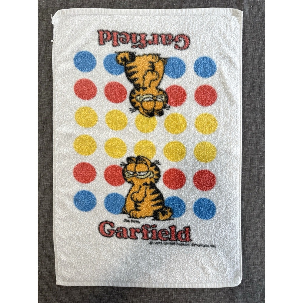 Vintage Garfield Terry Cloth Hand Towel Paw Polka Dot USA 1978 Cartoon Jim Davis